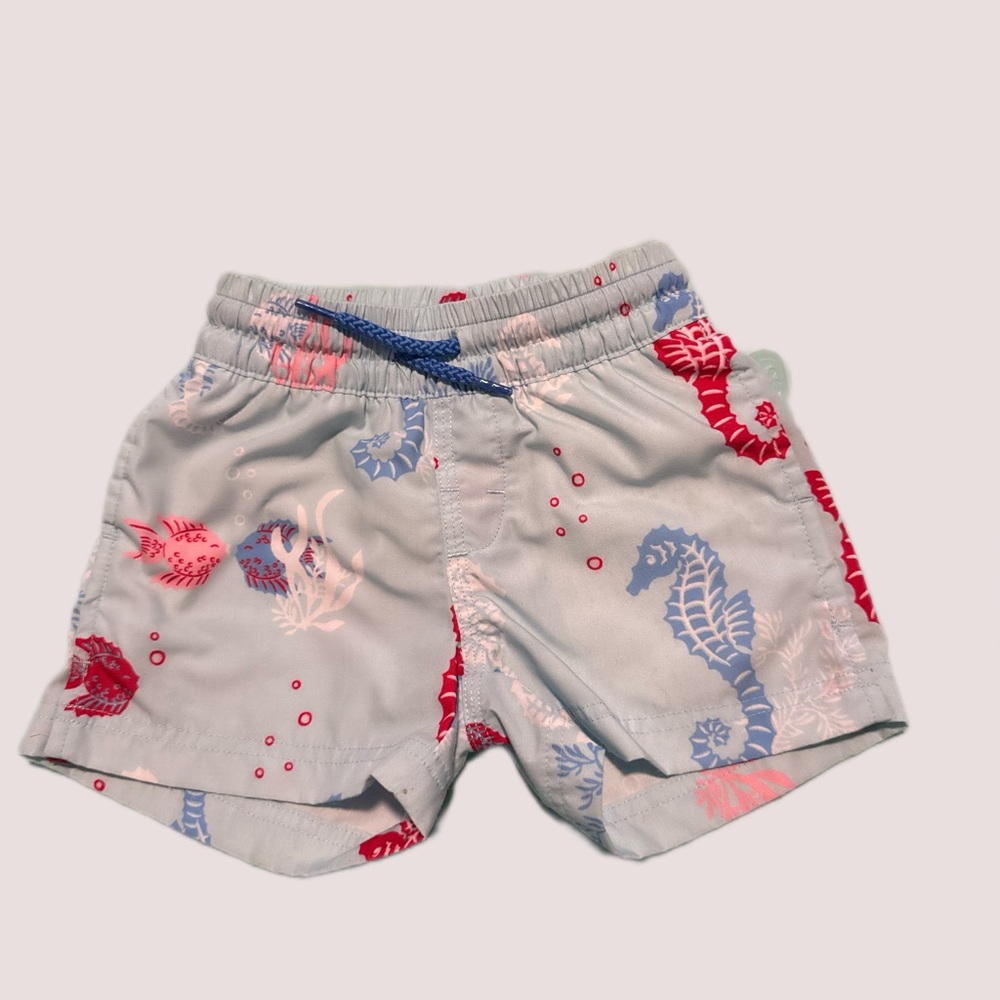 The Beaufort bonnet company 6-12 month Seahorse Print Shorts